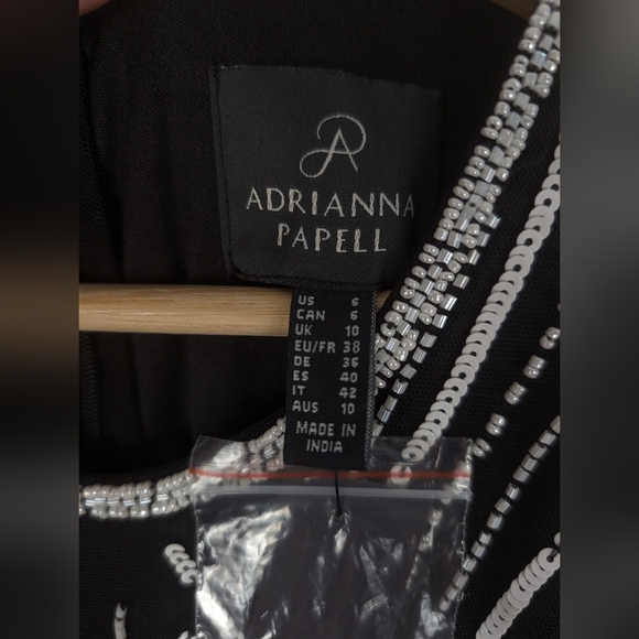 Adrianna Papell Beaded Halter Dress Black/White Women's Size 6 Floral Cocktail - Picture 7 of 10